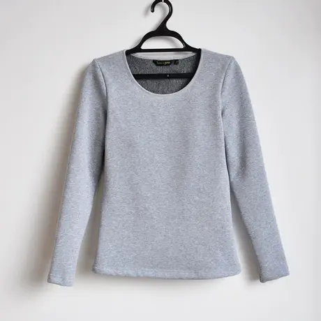 带胸垫长袖保暖内衣上衣 加绒加厚冬季新款 免文胸女士修身打底衫商品大图