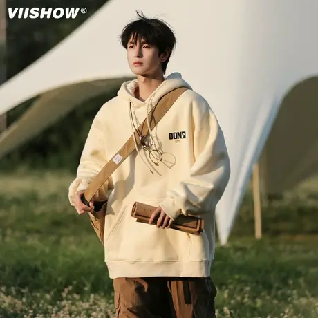 VIISHOW春秋新款连帽卫衣男潮牌宽松休闲小众上衣港风青少年外套商品大图