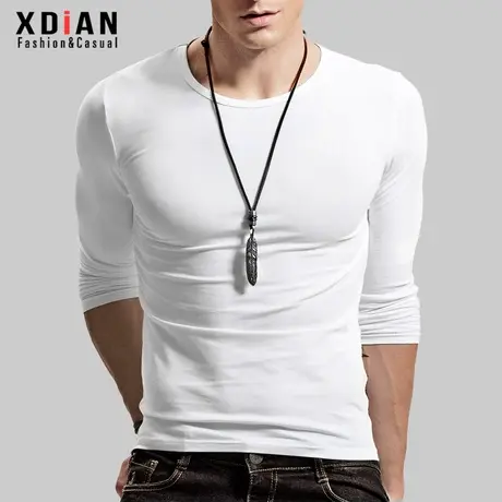 加绒加厚打底衫男长袖t恤纯棉白色内搭贴身修身紧身保暖秋衣秋冬商品大图