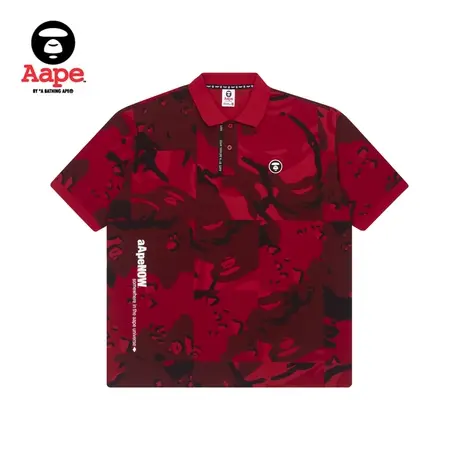 Aape男装春夏猿颜徽章字母印花迷彩POLO衫0718XXG商品大图