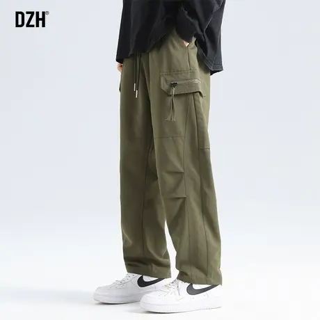 男生军绿色工装裤男春秋直筒宽松休闲裤子男款美式高街伐木裤百搭商品大图