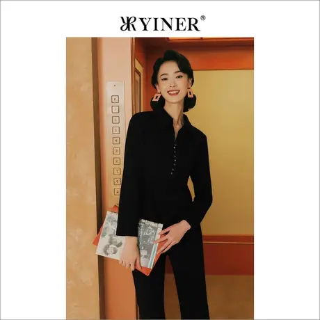 【1996系列】YINER音儿女装冬季绵羊毛衬衫钉珠上衣商品大图