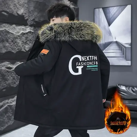 【80-230斤】男士棉衣胖男孩连帽初中学生外套加肥加大码宽松棉袄图片