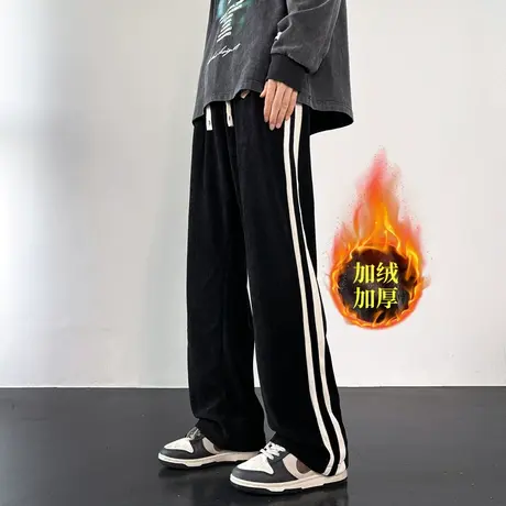 秋冬季运动裤男款美式潮牌直筒卫裤宽松休闲裤高级感男生条纹长裤商品大图