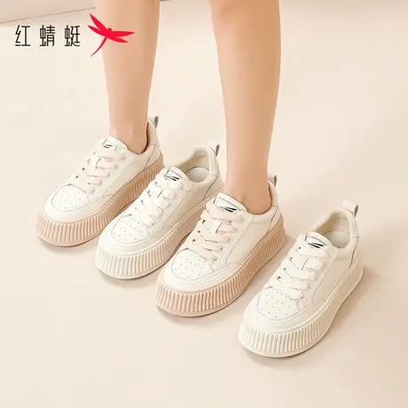 红蜻蜓厚底饼干鞋女2023新款秋冬鞋子女松糕底女鞋休闲板鞋小白鞋商品大图