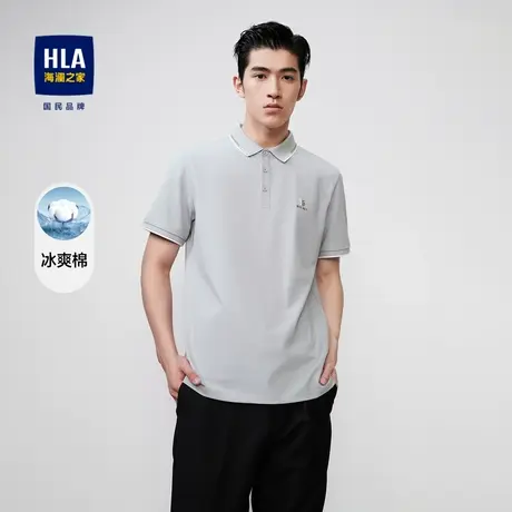 HLA/海澜之家冰爽棉凉感短袖Polo2023春夏新款免烫易打理绣花短t图片