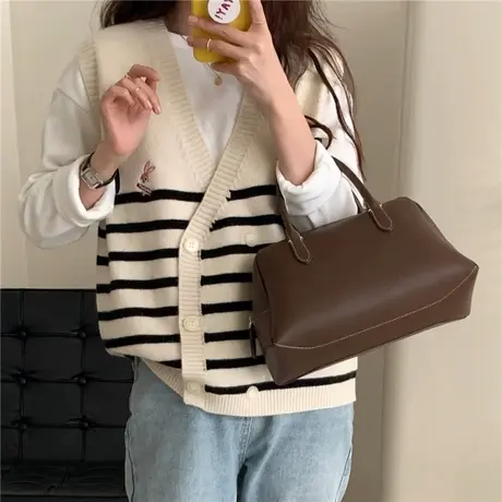 秋装2023年新款条纹针织马甲背心女春秋新款马夹坎肩百搭洋气上衣图片