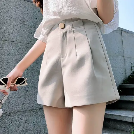 阔腿裤休闲西装裤女2022春季新款宽松高腰显瘦chic直筒热裤女短裤图片