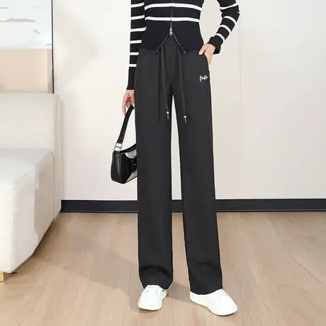 松紧腰直筒裤高腰长裤女秋季2023新款韩版显瘦休闲裤时尚气质裤子商品大图