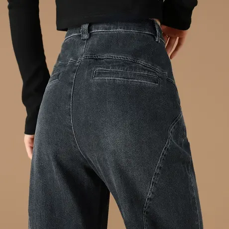 黑色牛仔裤女2023年新款春秋裤子大码女裤九分萝卜裤哈伦裤灯笼裤商品大图