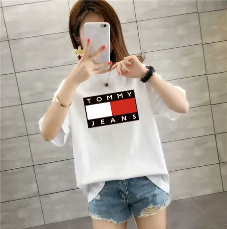 短袖T恤女上衣夏装2023新款韩版大码纯棉网红ins潮宽松圆领打底衫商品大图