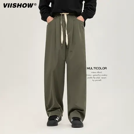 VIISHOW日系工装裤男款薄款百搭复古高街宽松休闲阔腿直筒长裤子商品大图