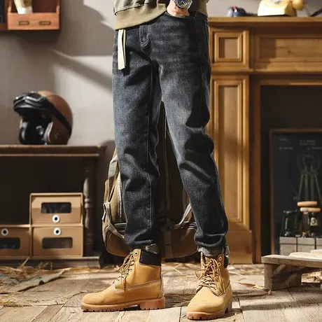 直筒修身牛仔裤男士2022新款冬季舒适时尚潮牌宽松潮流弹力休闲裤商品大图