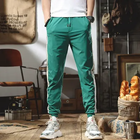 夏季薄款冰丝九分裤男流百搭直筒修身束脚休闲裤白色运动裤子潮牌商品大图