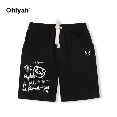 Ohlyah潮牌运动短裤女夏季bf宽松高腰2022新款休闲阔腿五分裤ins图片