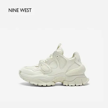 Nine West/玖熙松糕厚底轻便老爹鞋春新款圆头真皮透气增高休闲鞋商品大图