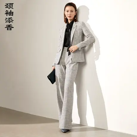 颈袖添香2023春秋新款女士套装通勤时尚洋气气质修身职业西装图片