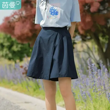 茵曼宽松阔腿休闲短裤女2023夏季新款五分薄款高腰裤裙百慕大短裤商品大图