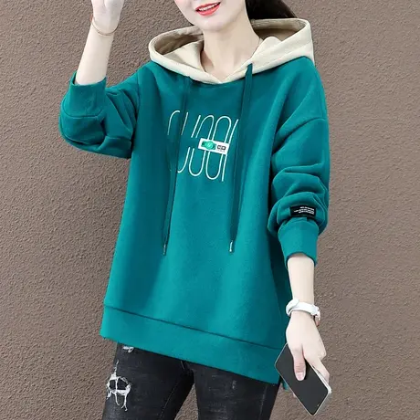 连帽加厚加绒卫衣女秋冬2023新款时尚爆款韩版宽松上衣潮大码外套图片