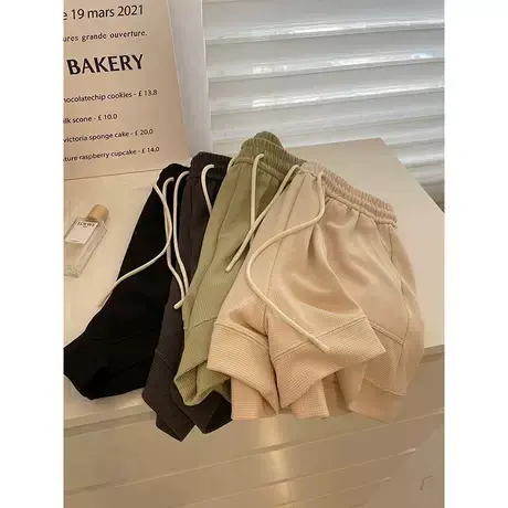 显腿长a字阔腿运动短裤！夏松紧腰垂感显瘦五分裤居家休闲热裤女商品大图