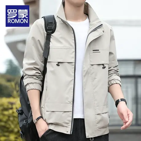 罗蒙男士工装立领夹克男2023新款秋季男装户外休闲外套男款上衣服商品大图