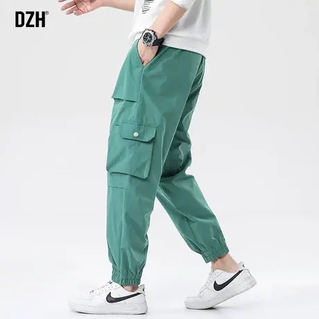 男士休闲绿色裤子男春夏款潮牌宽松工装裤美式束脚裤男裤2023新款商品大图