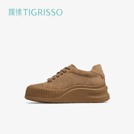 蹀愫圆头厚底小白鞋增高休闲鞋运动女饼干板鞋TA54564-50商品大图