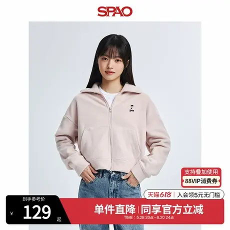 SPAO韩国同款冬季女士简约小熊Woodie摇粒绒外套SPFZE4TG81图片