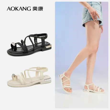 奥康女鞋夏季新品时尚平底舒适凉鞋潮流时尚百搭透气时装凉鞋图片