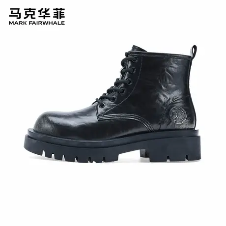 马克华菲马丁靴男新款黑色机车靴厚底增高工装靴高帮男鞋靴子男款商品大图
