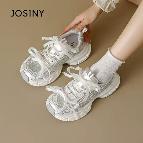 卓诗尼银色厚底老爹鞋女款2025新款夏季松糕鞋子女休闲百搭运动鞋商品大图