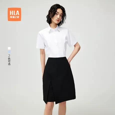 HLA/海澜之家商务修身女士正装短袖白衬衫2025春夏季新款通勤衬衣商品大图
