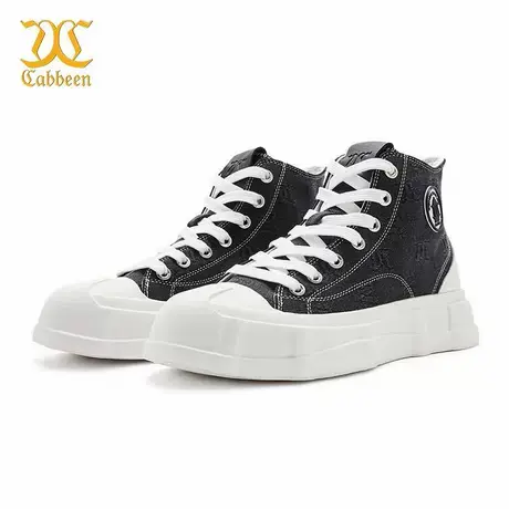 Cabbeen/卡宾专柜同款新品高帮帆布男鞋冬季潮流增高板鞋休闲潮鞋商品大图