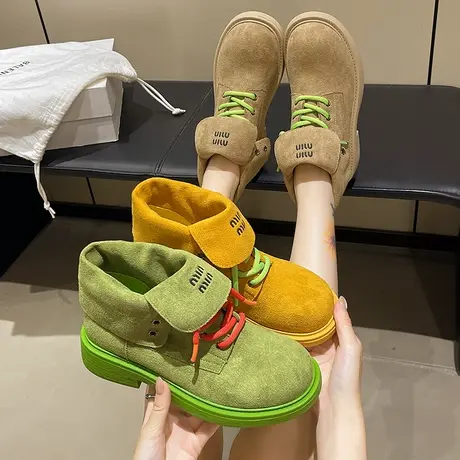 时尚百搭短筒靴女2025年新款秋季高级感洋气马丁靴通勤厚底靴子商品大图