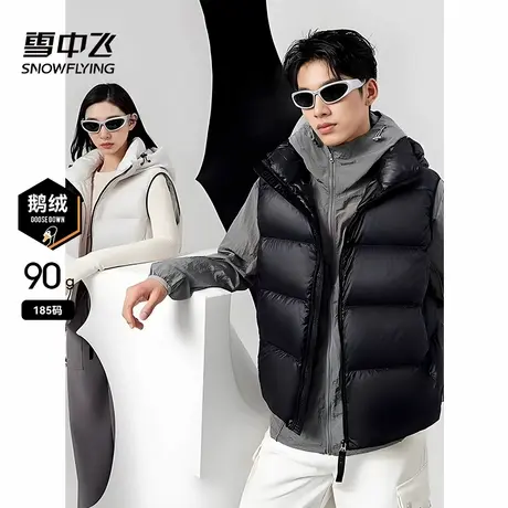 雪中飞鹅绒羽绒服2024冬季新款男女同款情侣连帽时尚百搭马甲外套商品大图