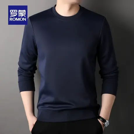 罗蒙男士休闲圆领长袖卫衣2025秋季新款时尚百搭宽松舒适打底衫男商品大图