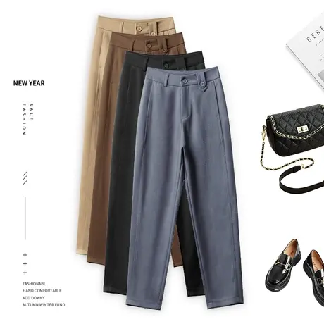 西装裤女裤秋款2023新款直筒垂感显瘦休闲裤烟管职业通勤西裤春秋图片