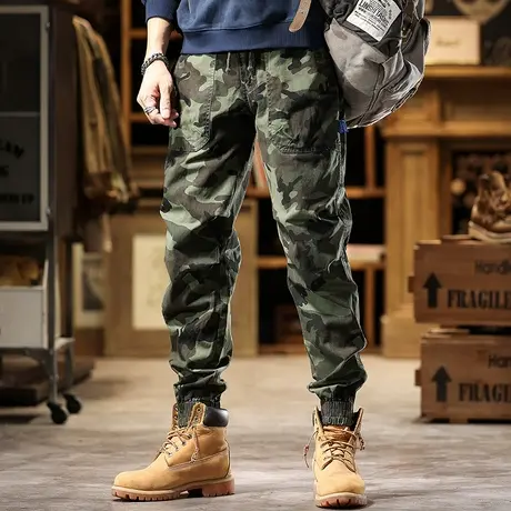 时尚潮流工装裤耐磨厚款迷彩工装裤美式复古宽松百搭工装裤商品大图