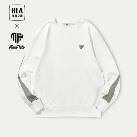 HLA/海澜之家循迹亦心即为系列卫衣24春夏新圆领撞色镶拼长袖男图片