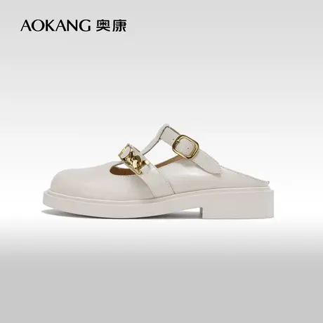 奥康女鞋 夏季气质优雅包头拖鞋半拖时尚百搭舒适平底外穿休闲潮商品大图