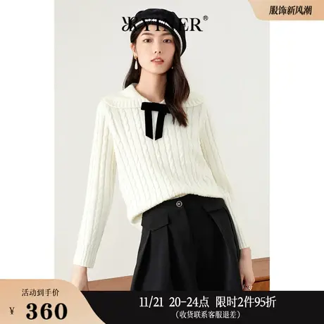 【蝴蝶结】YINER音儿线上专选女装春季时尚蝴蝶结翻领针织衫商品大图