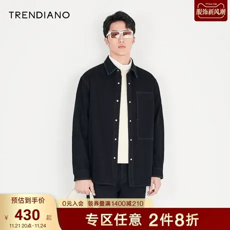 TRENDIANO官方男装秋冬季新款宽松长袖牛仔衬衫外套男士潮牌商品大图