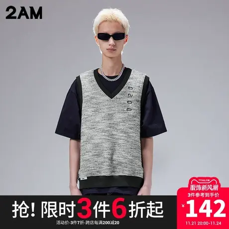 卡宾潮牌2AM美式LOGO印花宽松马甲背心女图片