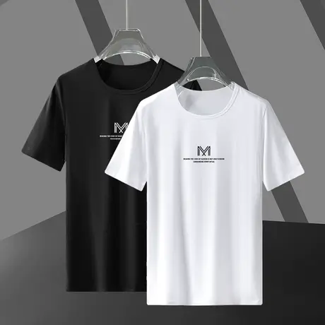 莫代尔夏季短袖t恤男简约百搭圆领冰丝冰感半袖修身上衣服男潮流图片