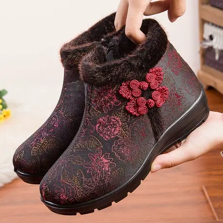 老人棉鞋女冬季奶奶鞋中老年人保暖鞋加绒女士老太太妈妈冬天女鞋图片