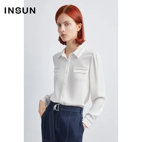INSUN恩裳秋季微弹凉感醋酸衬衫图片