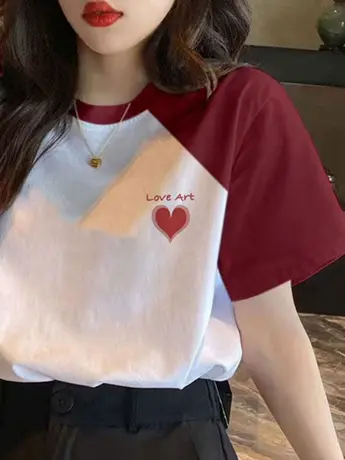 情侣装仿棉短袖t恤女夏季2023新款小众独特别致港味chic宽松上衣商品大图