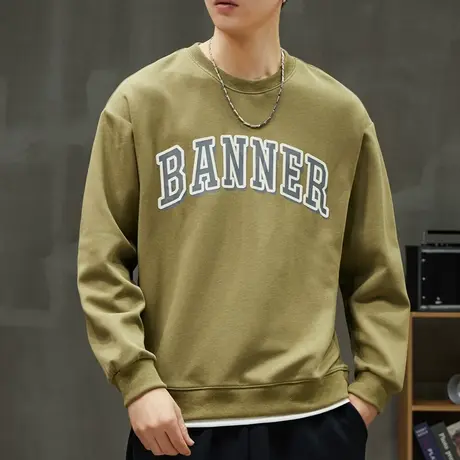 2024年新款冬天潮牌印花长袖上衣秋冬季男士美式高街休闲圆领卫衣商品大图