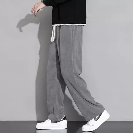 雪尼尔休闲裤男潮牌春秋季新款宽松直筒阔腿裤子百搭潮流运动卫裤商品大图