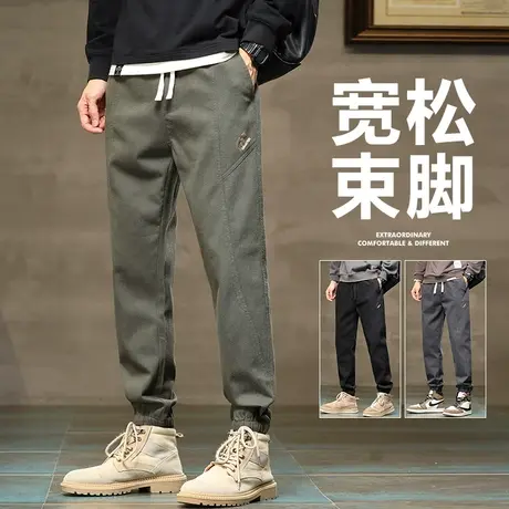 秋冬季军绿色加厚耐磨防撕裂伐木工装休闲裤男士2023年新款男裤子图片
